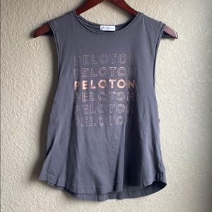 Peloton gray muscle tank with gold details XS
